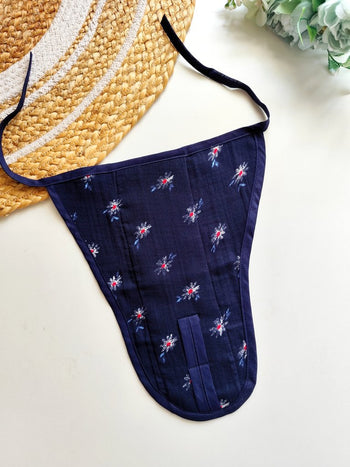 3 layered Muslin Nappy- Navy Blue Floral