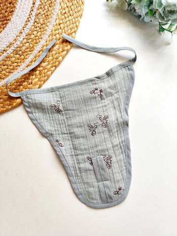 3 layered Muslin Nappy- Grey Dragonfly
