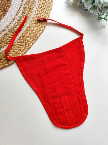 3 layered Muslin Nappy- Red