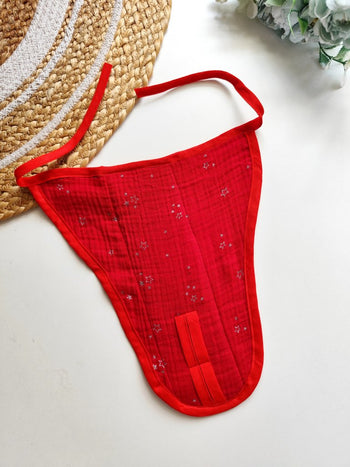 3 layered Muslin Nappy- Red Stars