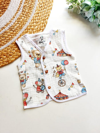 Sleeveless Crinkled Muslin Jablas- Circus Animals