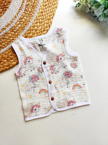 Sleeveless Crinkled Muslin Jablas- Magical Unicorn
