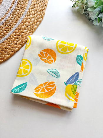 Coloured Muslin Bath Towel- Citrus Print(70*145) cm