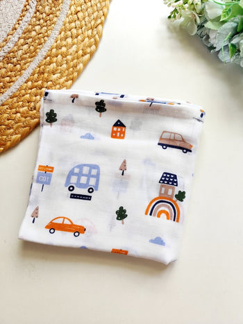 Muslin Bath Towel- Little Town  Cars(70*145) cm