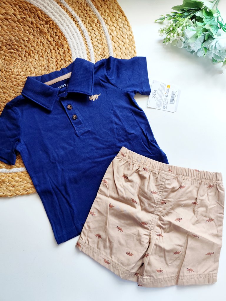 Co ords- Royal Blue and Beige Dinosaur