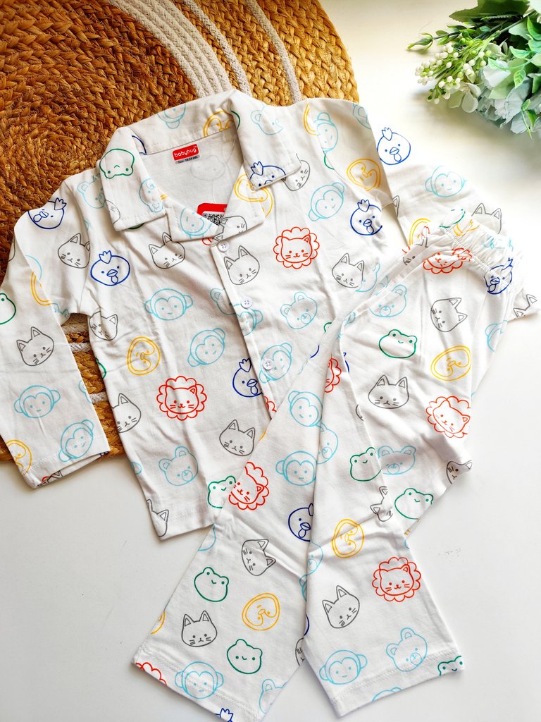 Co ords- White Multicolor Animal Print