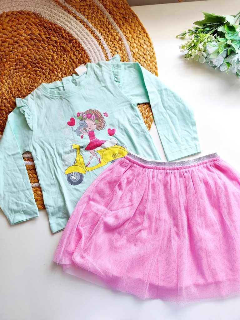 Co ords- Mint Green and Pink Shimmer Tutu Skirt