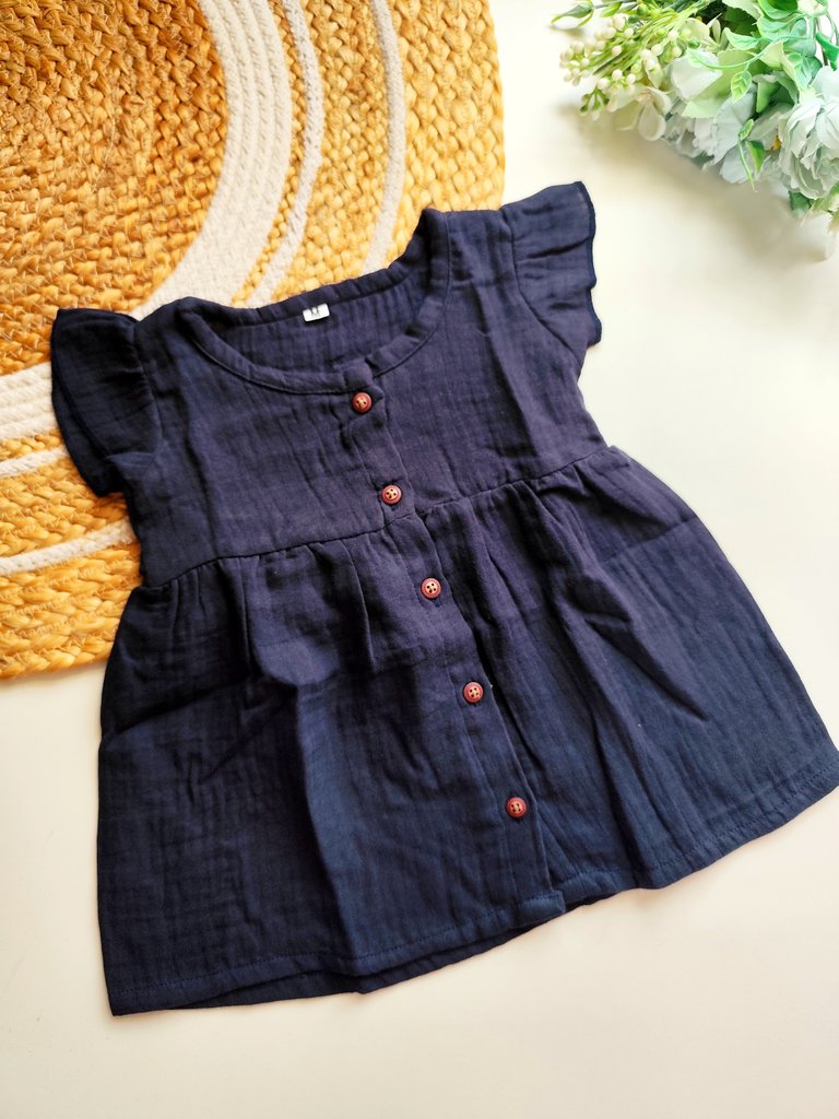 Muslin Frocks - Navy Blue