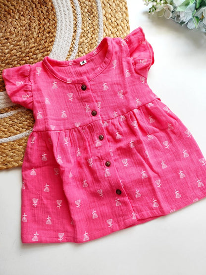 Muslin Frocks - Hot Pink Floral