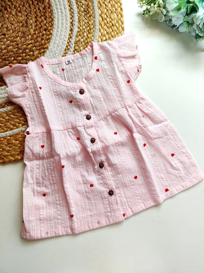 Cotton Frocks - Pink Heart Print