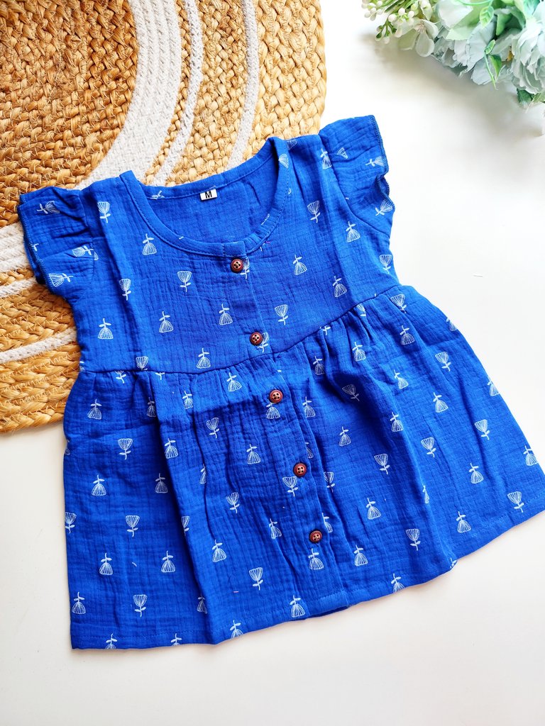 Muslin Frocks - Royal Blue Floral