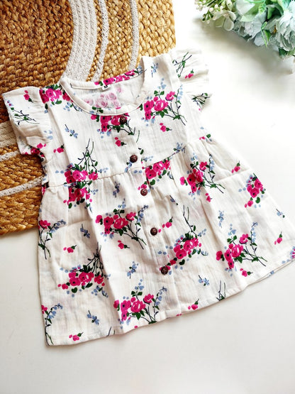 Muslin Frocks - Pink Floral Print