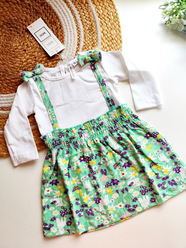 Ribbed Frocks- Mint Green Floral