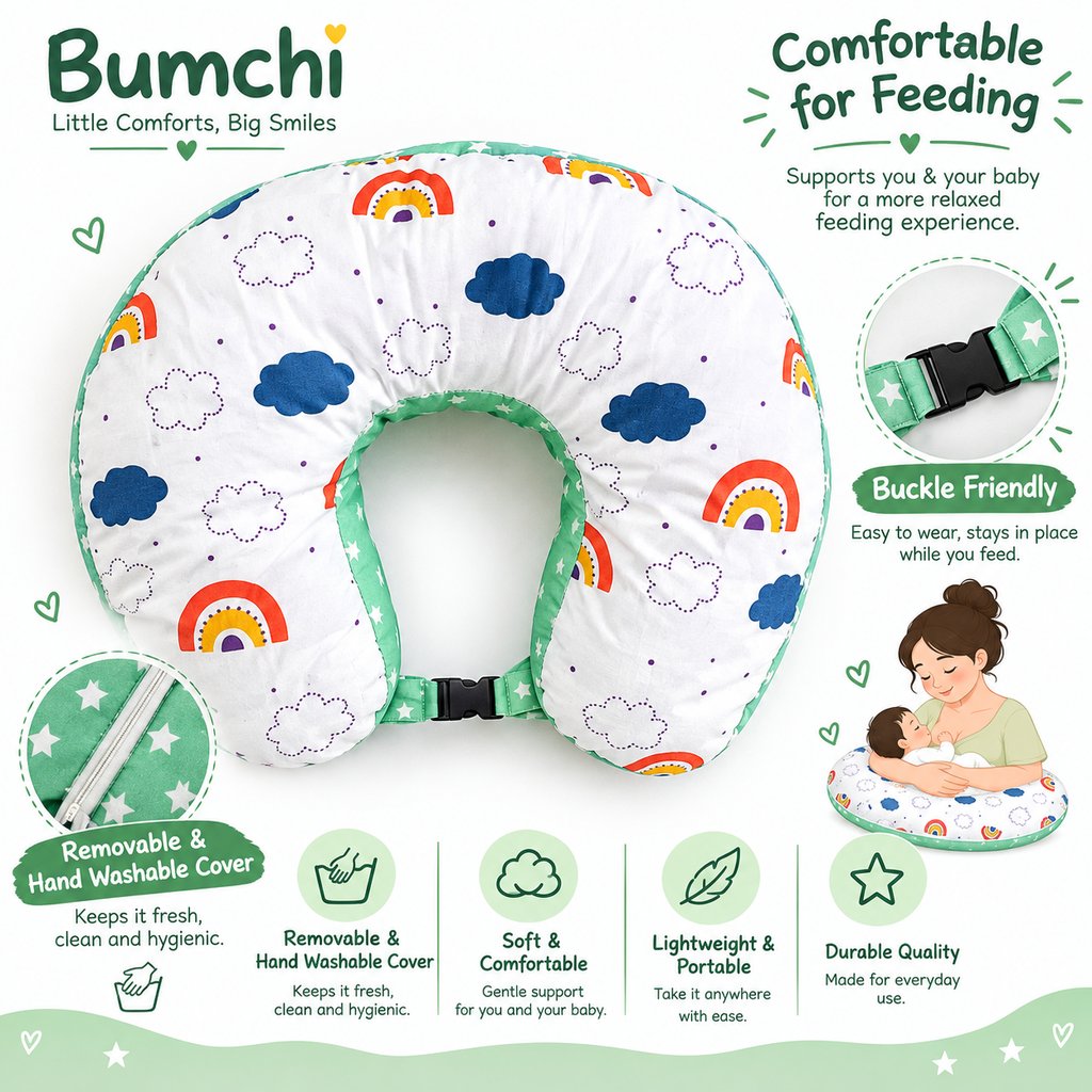 Feeding Pillow- Rainbow & Clouds