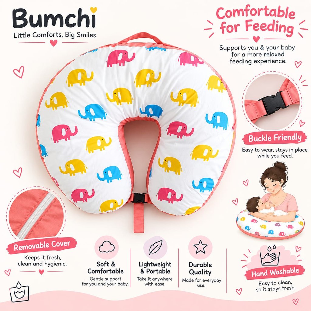 Feeding Pillow- Multicolor Elephant Print