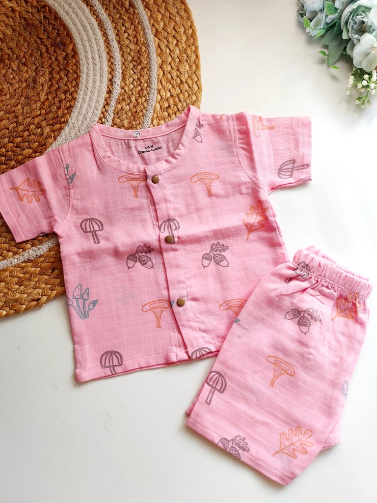 Muslin Co ords- Pink Forest Print