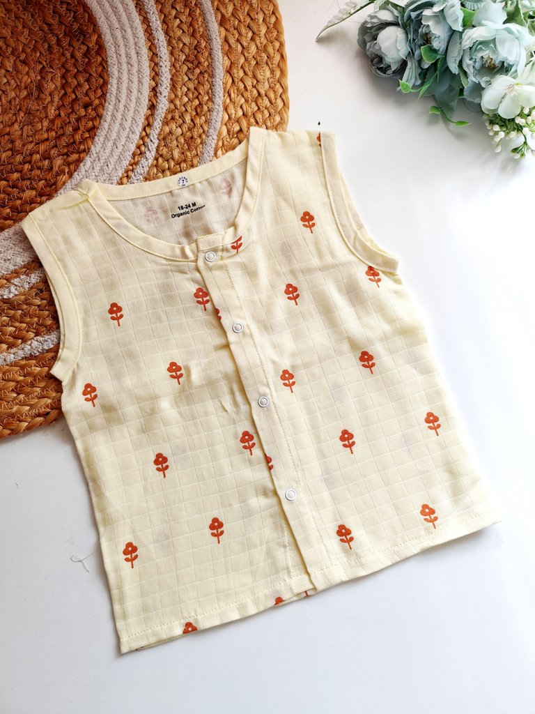 Coloured Muslin Jablas - Soft Yellow Floral