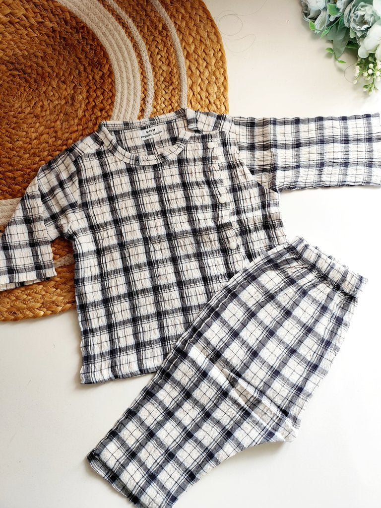 Cotton Co ord Sets- Black and White Plaid