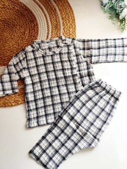 Cotton Co ord Sets- Black and White Plaid