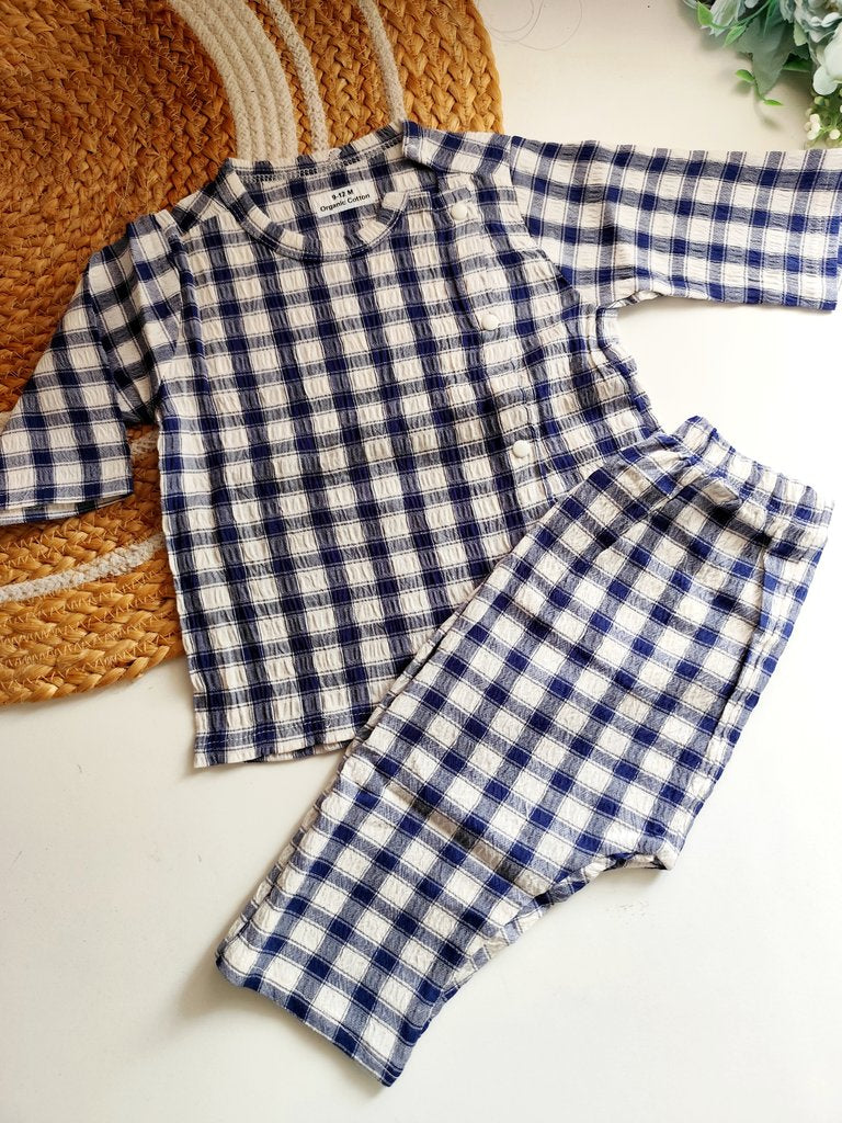 Cotton Co ord Sets- Blue & White Gingham Check
