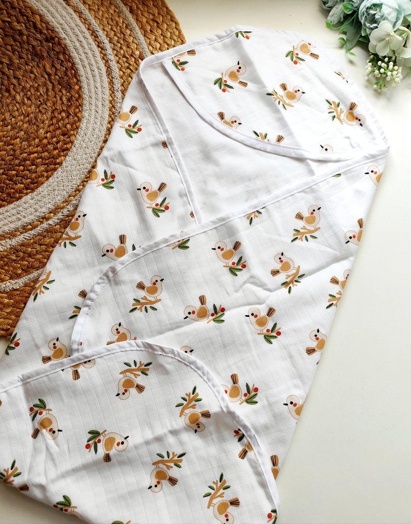 Double Layered Hooded Towel- Little Birds