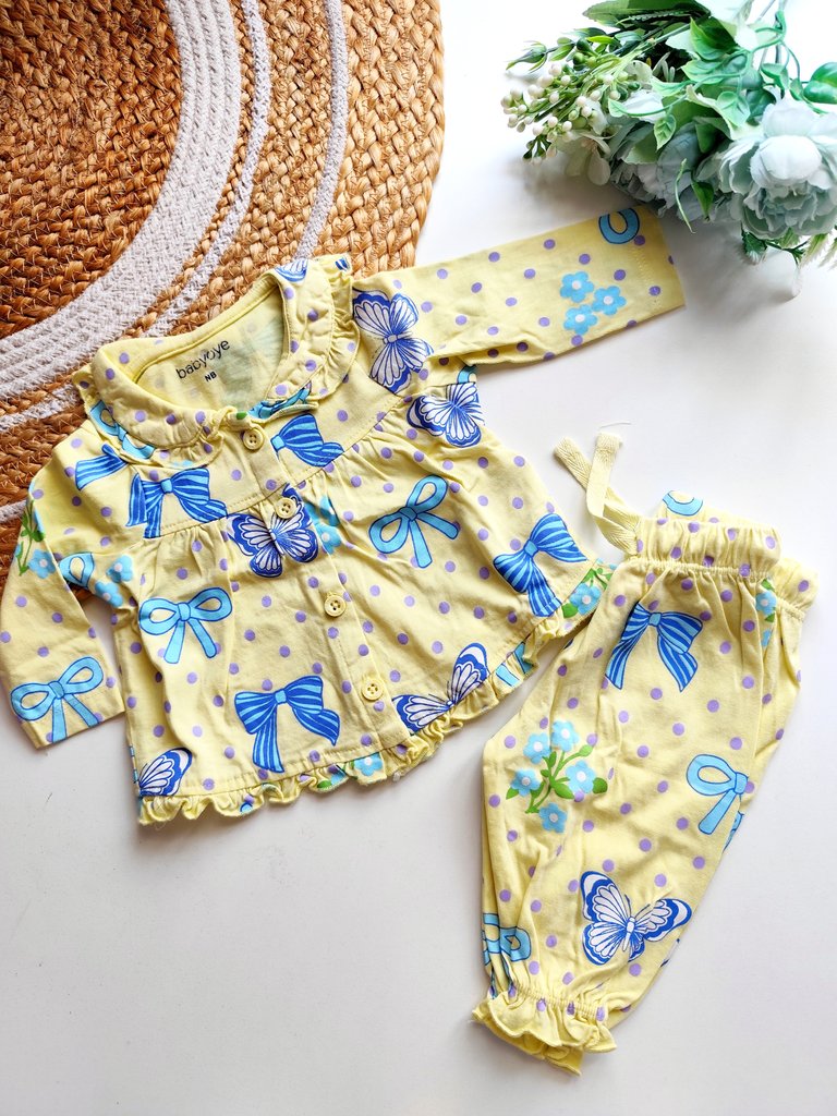 Co ord sets- Yellow Bow & Butterfly Print