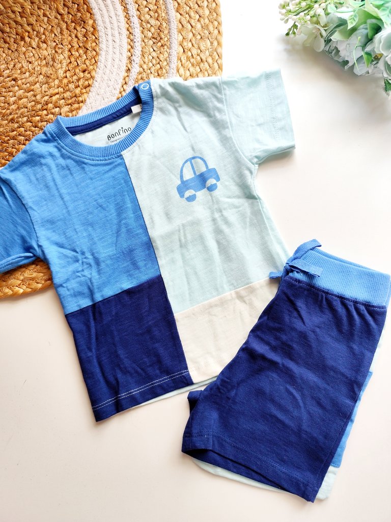 Co ords - Blue Colorblock Car Print