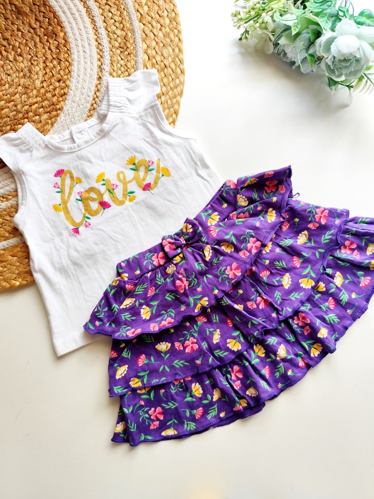 Co ords - White and Purple Floral