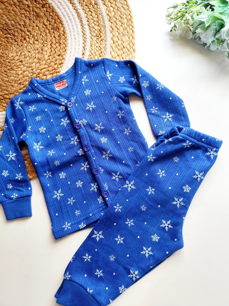 Co ords - Royal Blue Snowflake Print