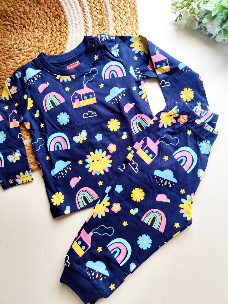 Co ords - Navy Blue Rainbow and Sun Print