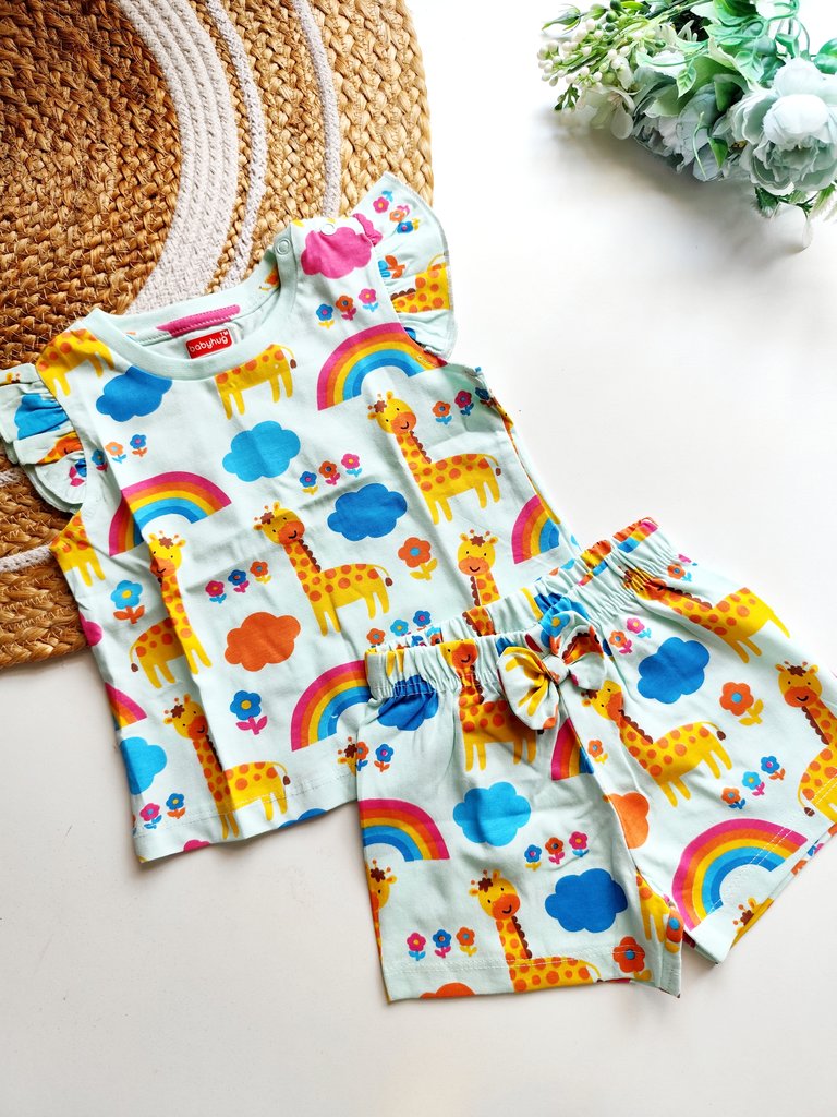Co ords - Mint Giraffe & Rainbow Print