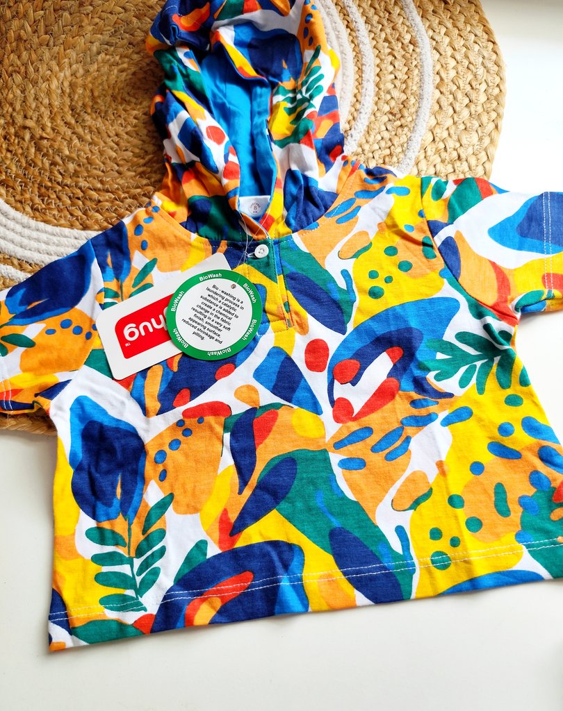 Crop top set- Multicolor Abstract Tropical Print