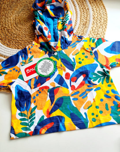 Crop top set- Multicolor Abstract Tropical Print