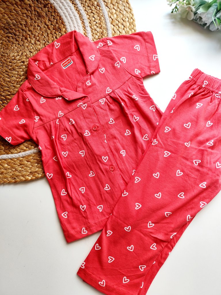 Co ords- Red Heart Print