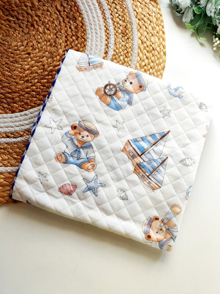 Muslin Blanket (85*85 cm)- Sailor Bear