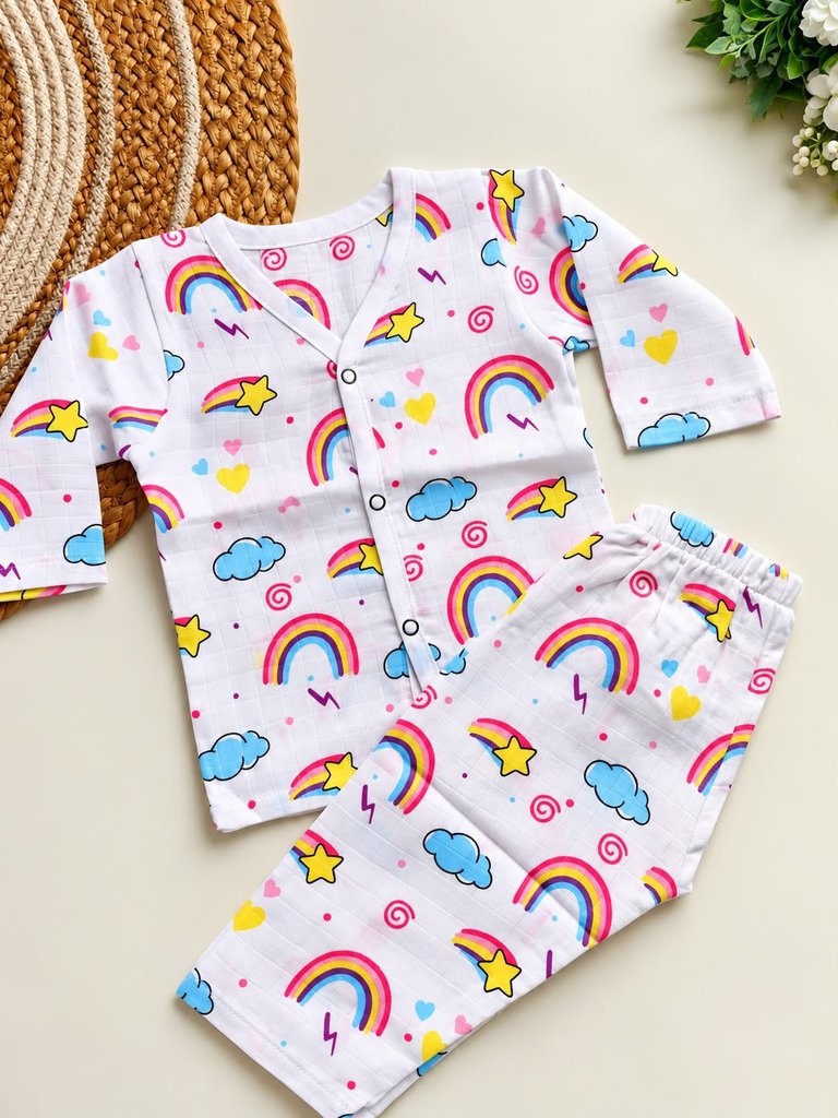 Muslin Night suits - Rainbow & Stars