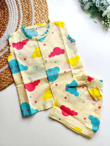 Cotton Co ords- Yellow Sleeping Clouds Print
