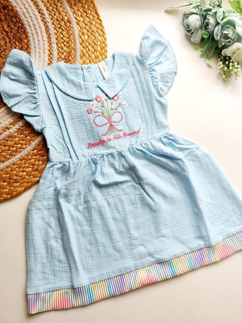 Fancy Frocks- Light Blue Floral Embroidered