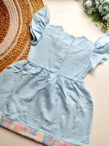 Fancy Frocks- Light Blue Floral Embroidered