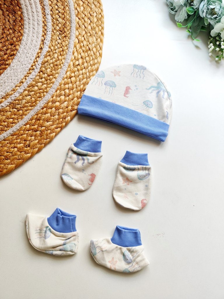 Cap Mitten Booties- Under The Sea