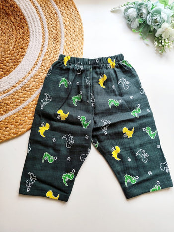 Muslin Pant - Green Dino Print