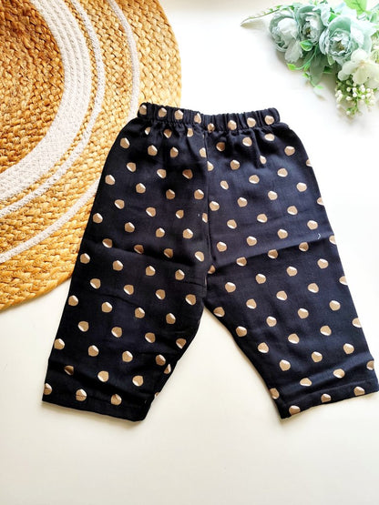 Muslin Pant - Black Gold Polka Dots