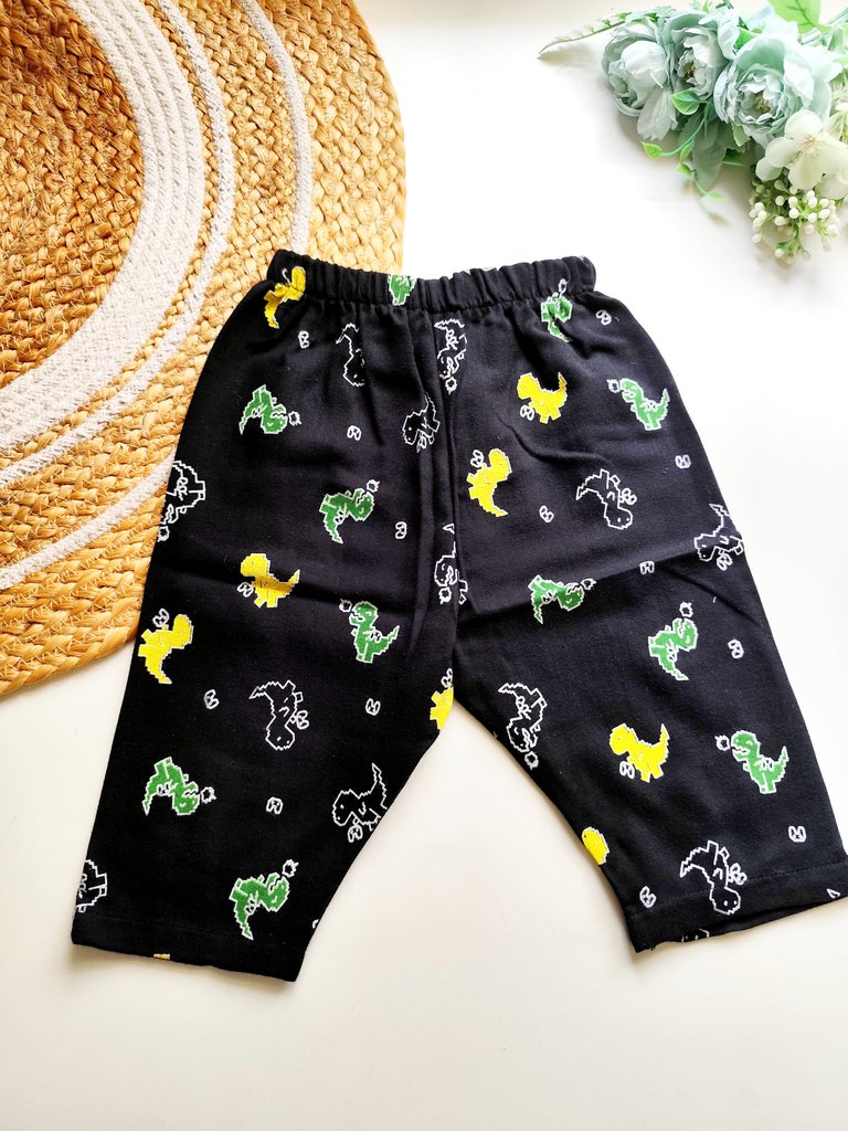 Muslin Pant - Black Dinosaur Print