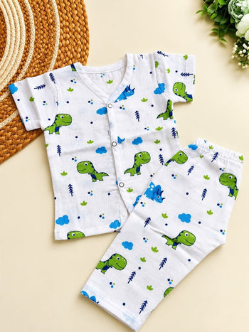 Half sleeve Muslin Co ord- Dino Print
