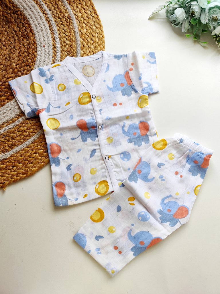 Muslin Co ords- Blue Elephant