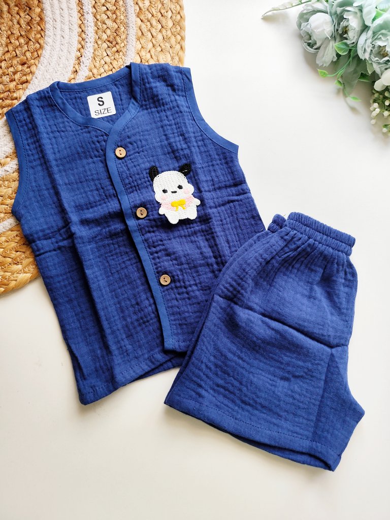 Crochet Embellished Co ord sets - Royal Blue