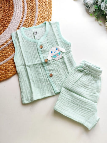 Crochet Embellished Co ord sets - Mint Green