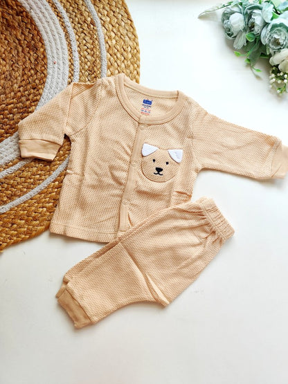 Night Suits - Peach Puppy Waffle Knit