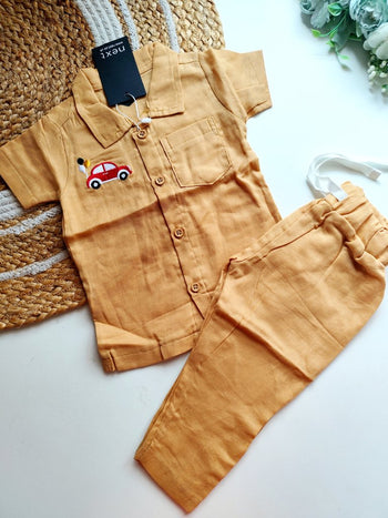 Collared Muslin Co Ord- Mustard Yellow