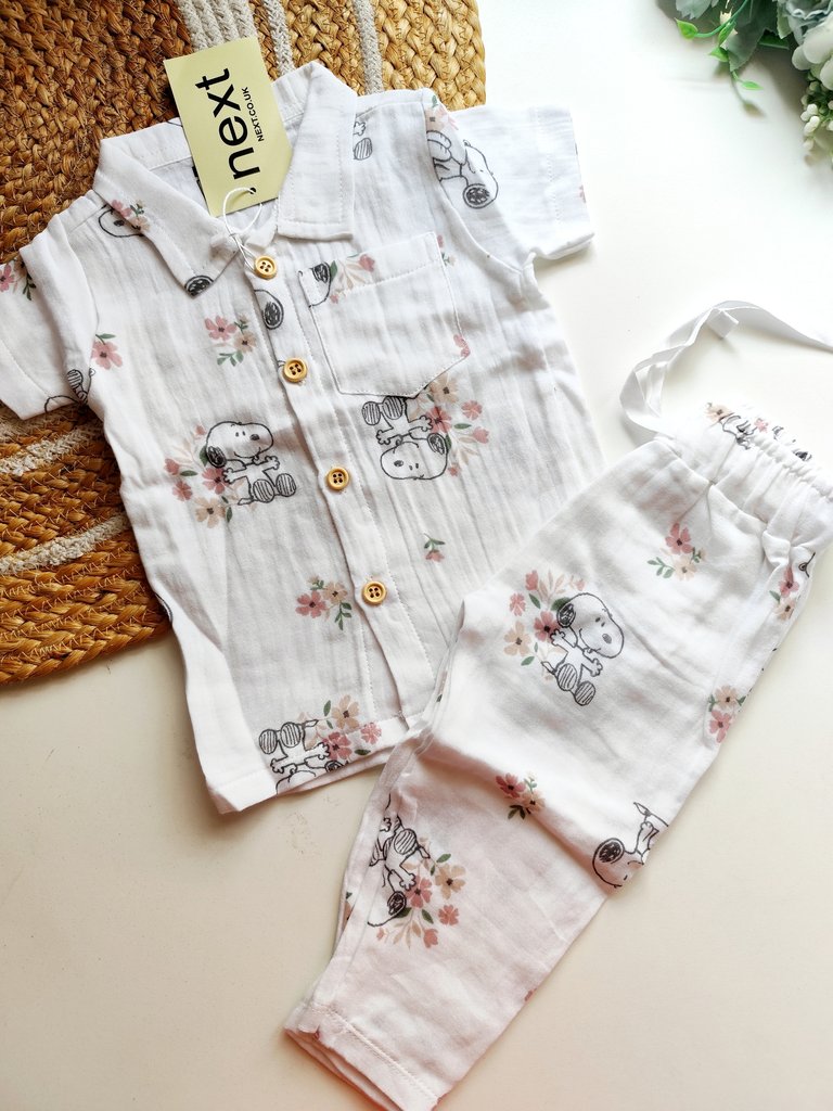 Collared Muslin Co Ord- Snoopy Floral